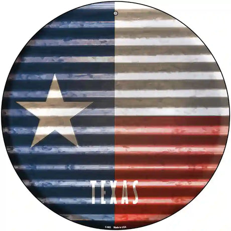 Texas Flag Corrugated Effect Novelty Circular Sign 12" (C)