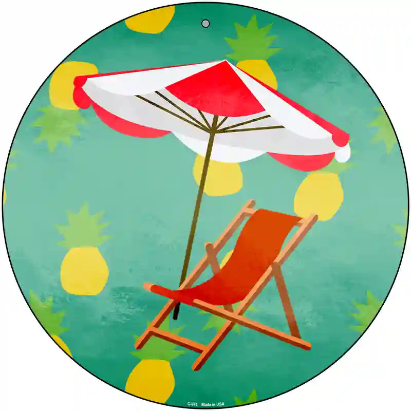 Chair and Umbrella Novelty Metal Circular Sign 12" (C)