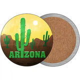 Arizona with Saguaro Novelty Metal Circular Sign 3.5" (CC)