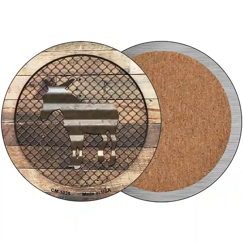 Corrugated Donkey on Wood Novelty Metal Circular Sign