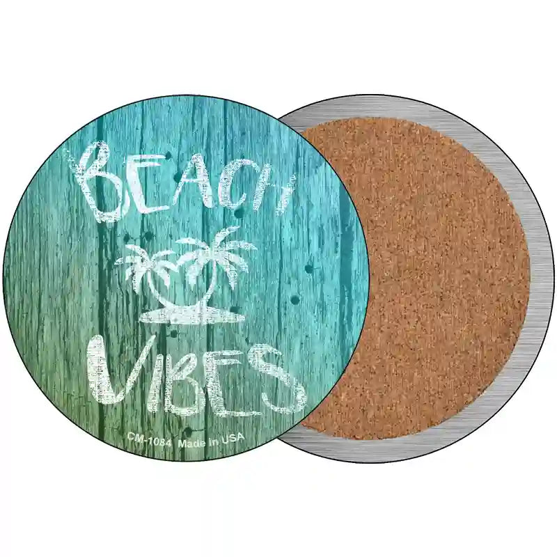 Beach Vibes Novelty Metal Circular Sign 3.5" (CC)