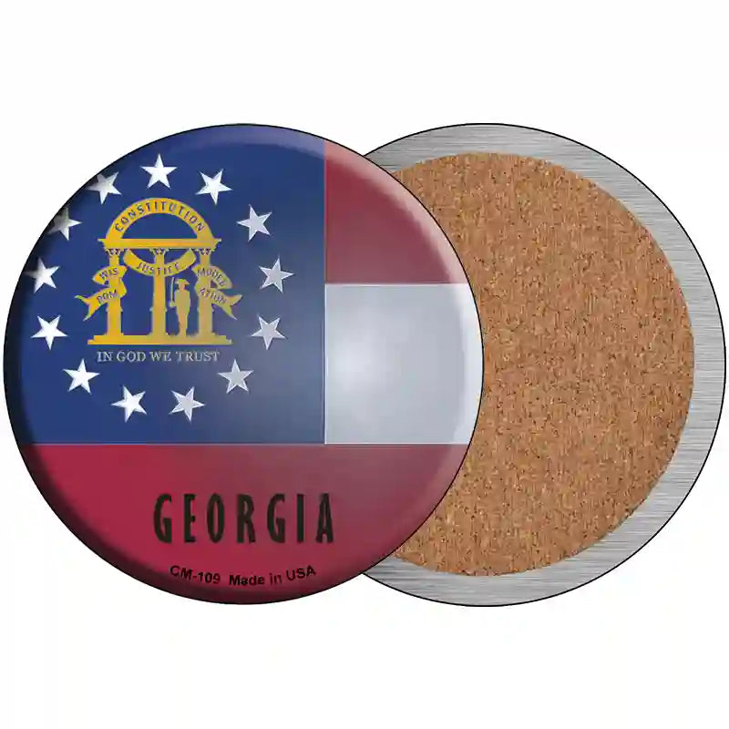 Georgia State Flag Metal Circular Sign 3.5" (CC)