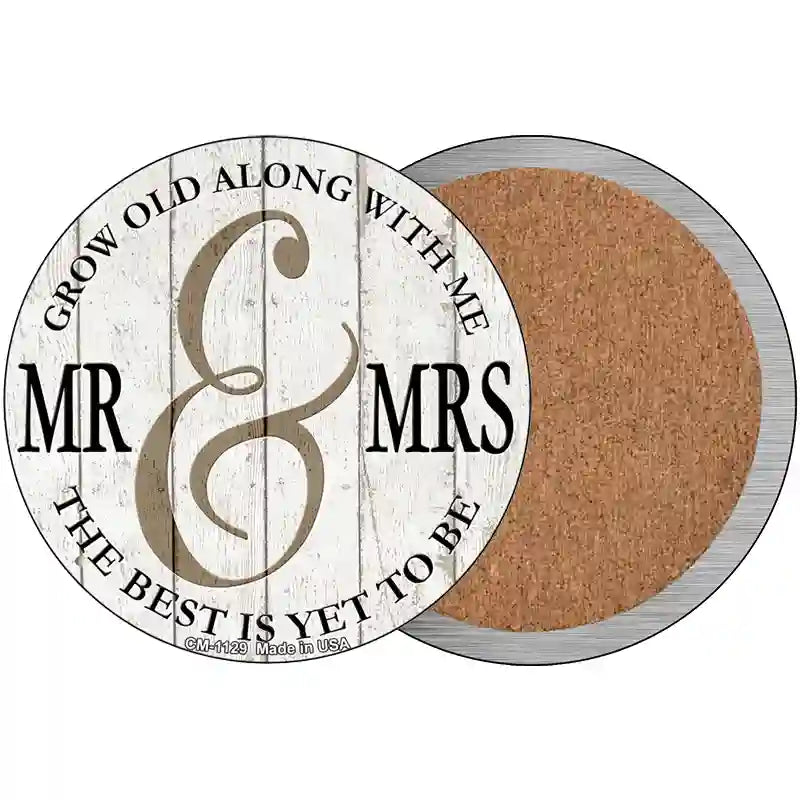 Mr and Mrs White Novelty Metal Circular Sign 3.5" (CC)