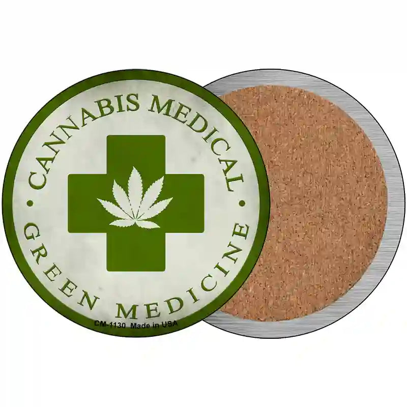 Cannabis Medicine Novelty Metal Circular Sign 3.5" (CC)