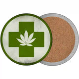 Cannabis Green Cross Novelty Metal Circular Sign 3.5" (CC)