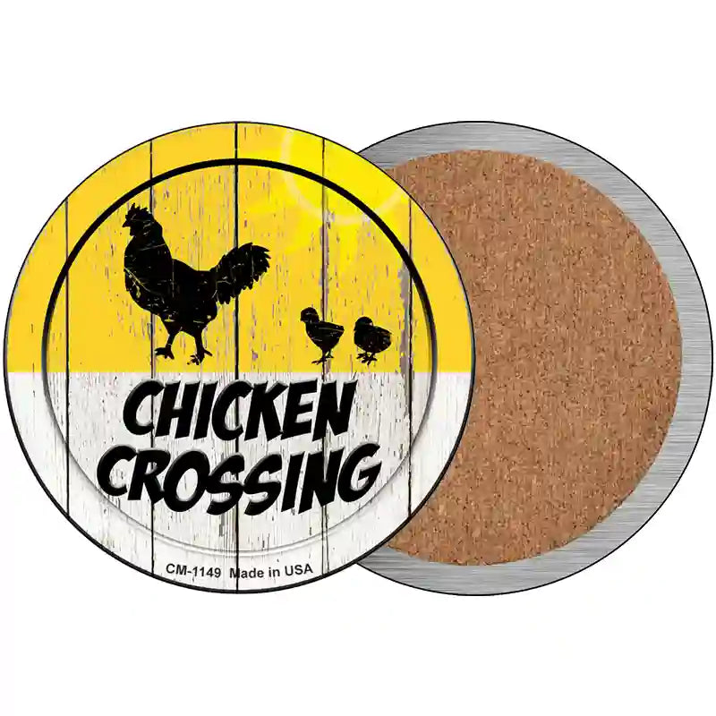 Chicken Crossing Novelty Metal Circular Sign 3.5" (CC)