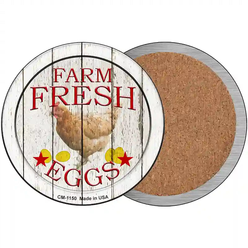 Farm Fresh Eggs Novelty Metal Circular Sign 3.5" (CC)