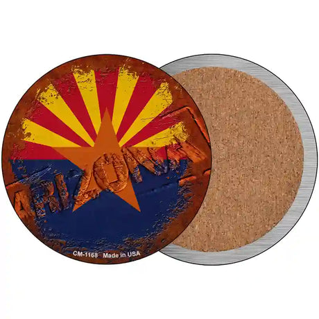 Arizona Rusty Stamped Novelty Metal Circular Sign 3.5" (CC)