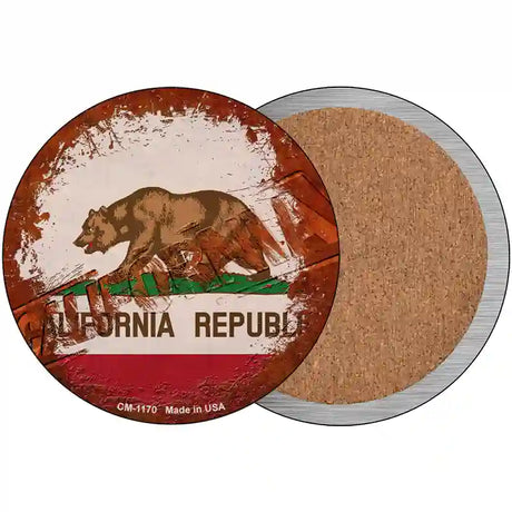 California Rusty Stamped Novelty Metal Circular Sign 3.5" (CC)