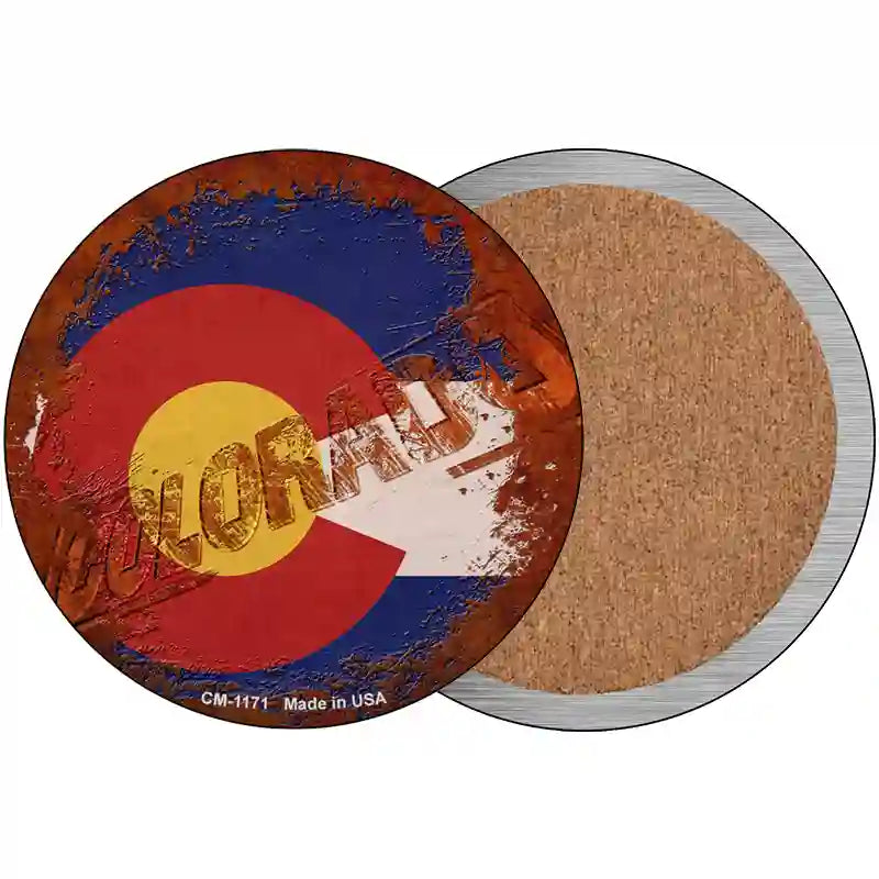 Colorado Rusty Stamped Novelty Metal Circular Sign 3.5" (CC)