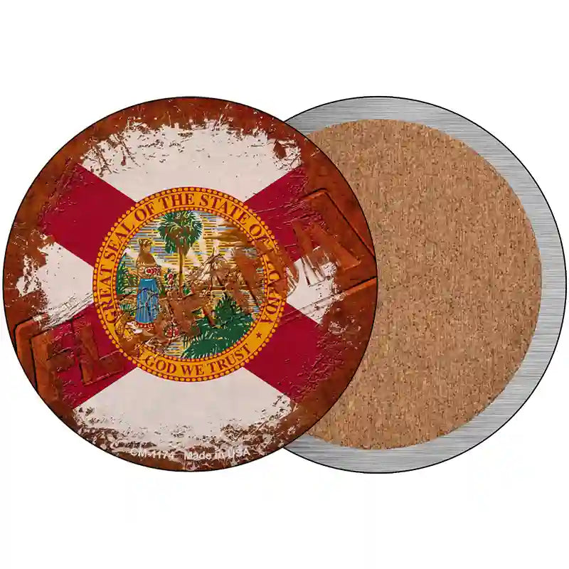 Florida Rusty Stamped Novelty Metal Circular Sign 3.5" (CC)