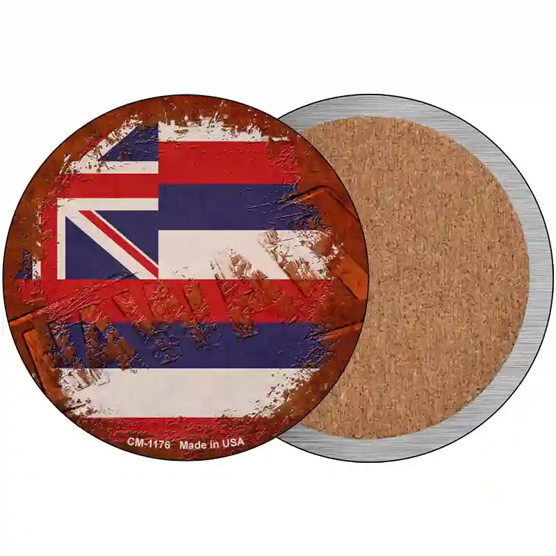 Hawaii Rusty Stamped Novelty Metal Circular Sign 3.5" (CC)