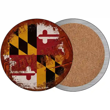 Maryland Rusty Stamped Novelty Metal Circular Sign 3.5" (CC)