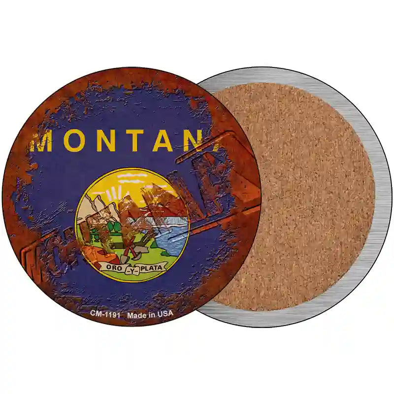 Montana Rusty Stamped Novelty Metal Circular Sign 3.5" (CC)