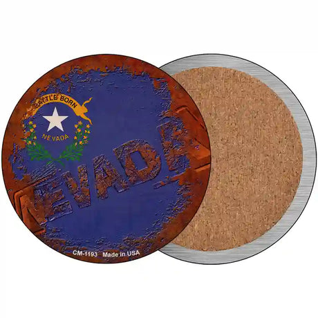 Nevada Rusty Stamped Novelty Metal Circular Sign 3.5" (CC)