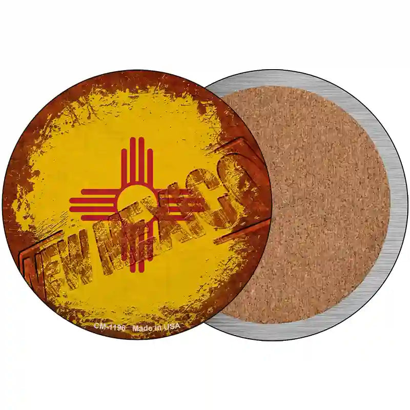 New Mexico Rusty Stamped Novelty Metal Circular Sign 3.5" (CC)