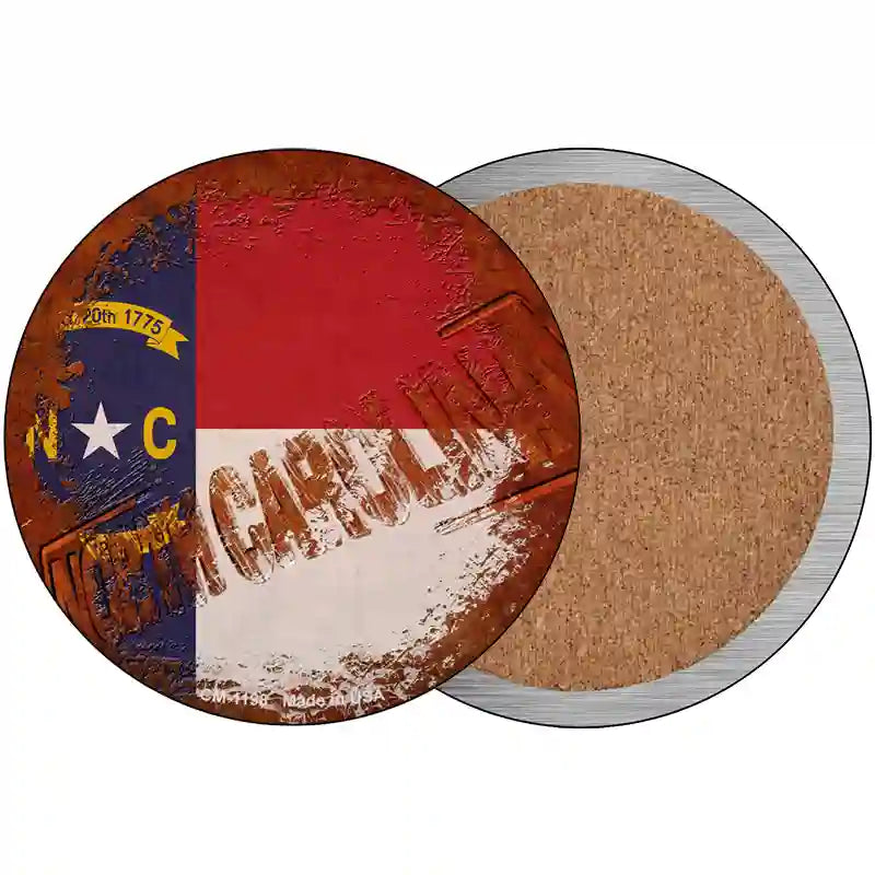 North Carolina Rusty Stamped Novelty Metal Circular Sign 3.5" (CC)