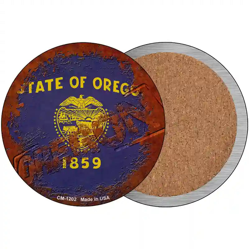 Oregon Rusty Stamped Novelty Metal Circular Sign 3.5" (CC)