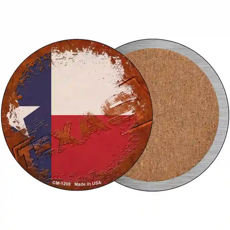 Texas Rusty Stamped Novelty Metal Circular Sign 3.5" (CC)