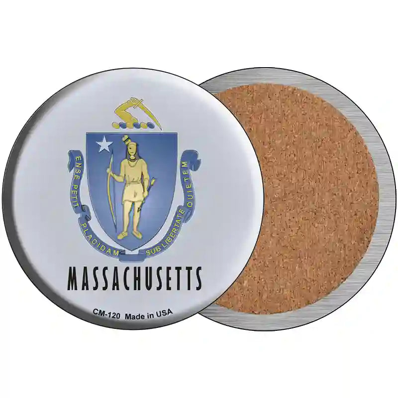 Massachusetts State Flag Metal Circular Sign 3.5" (CC)