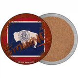 Wyoming Rusty Stamped Novelty Metal Circular Sign 3.5" (CC)