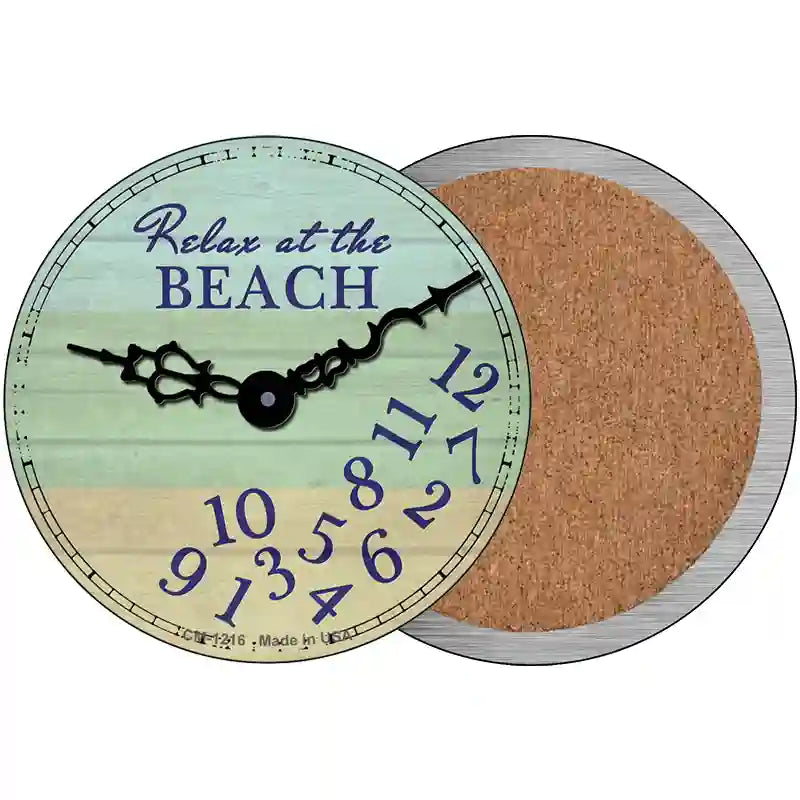 Relax At The Beach Novelty Metal Circular Sign 3.5" (CC)