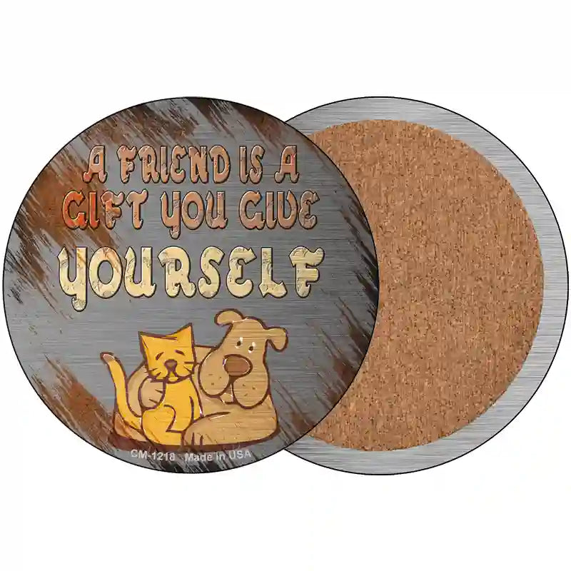 A Friend Is A Gift Novelty Metal Circular Sign 3.5" (CC)