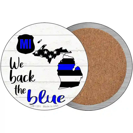 Michigan Back The Blue Novelty Circular Sign 3.5" (CC)