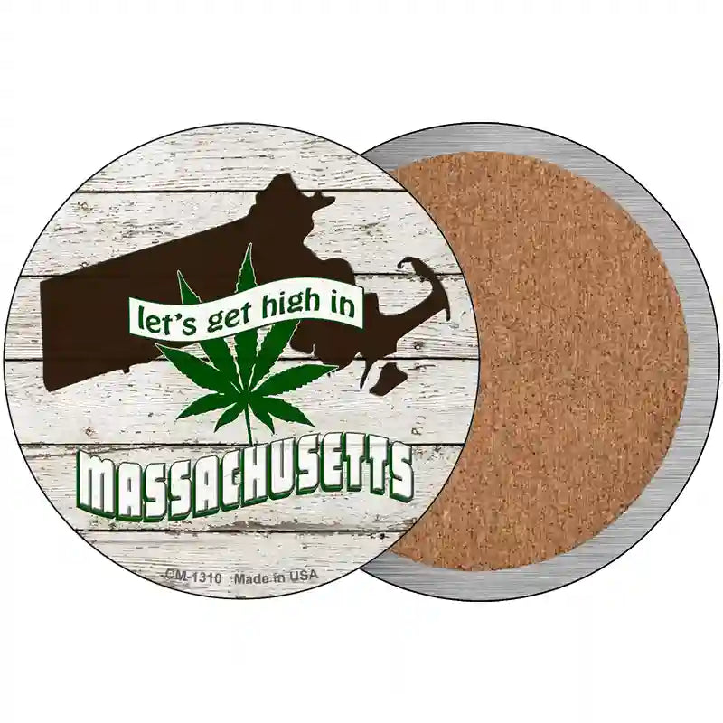 Lets Get High In Massachusetts Novelty Metal Circle 3.5" (CC)