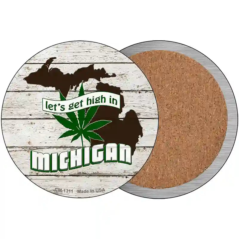 Lets Get High In Michigan Novelty Metal Circle 3.5" (CC)