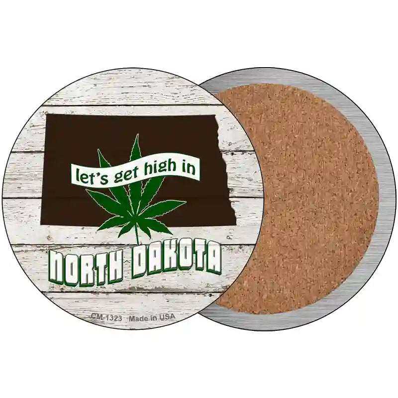 Lets Get High In North Dakota Novelty Metal Circle 3.5" (CC)