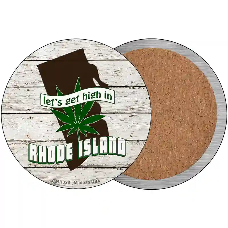 Lets Get High In Rhode Island Novelty Metal Circle 3.5" (CC)