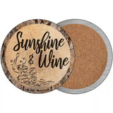 Sunshine and Wine Novelty Metal Circular Sign 3.5" (CC)