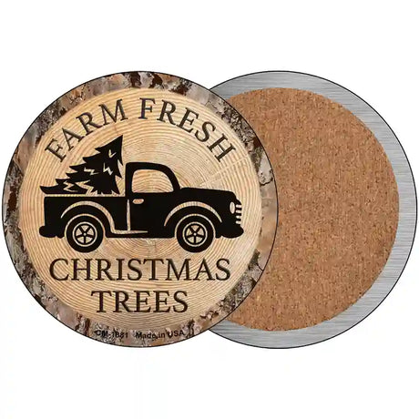 Farm Fresh Christmas Trees Novelty Metal Circular Sign 3.5" (CC)