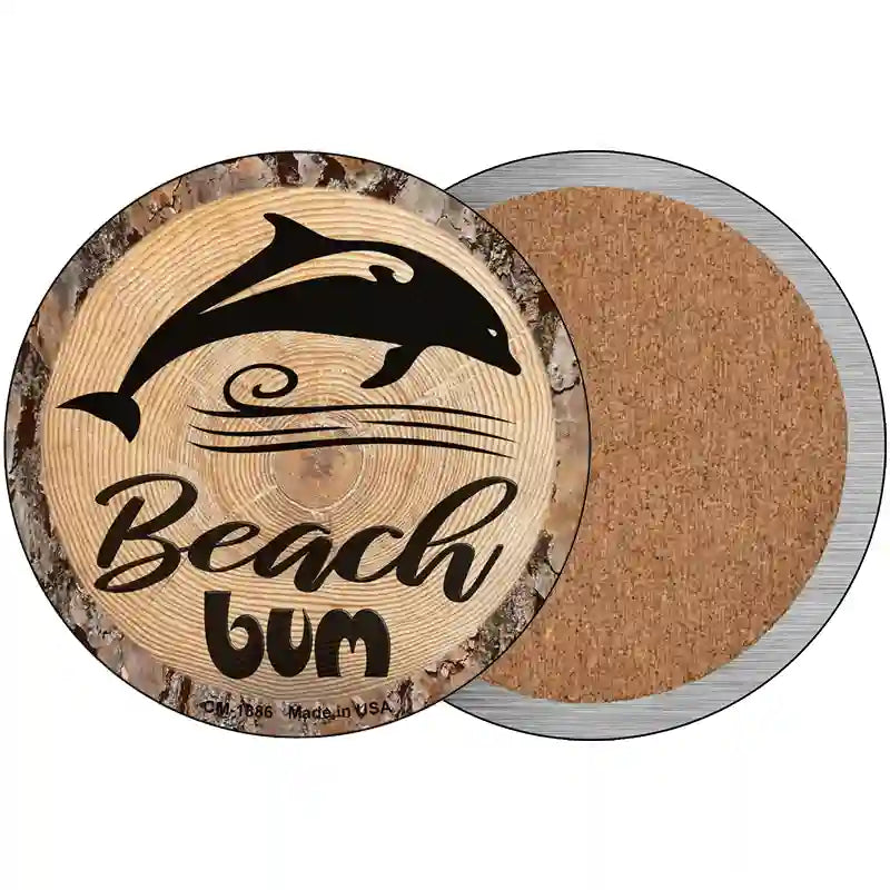 Beach Bum Dolphin Novelty Metal Circular Sign 3.5" (CC)