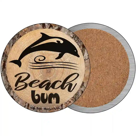 Beach Bum Dolphin Novelty Metal Circular Sign 3.5" (CC)