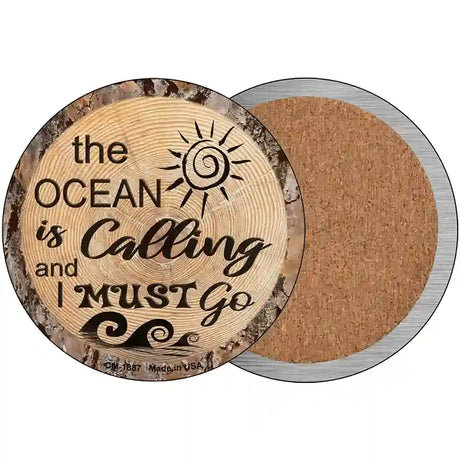 Ocean Is Calling Novelty Metal Circular Sign 3.5" (CC)