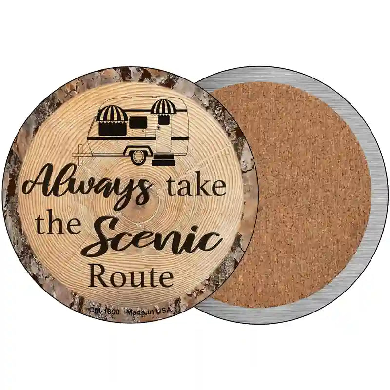 Scenic Route Novelty Metal Circular Sign 3.5" (CC)