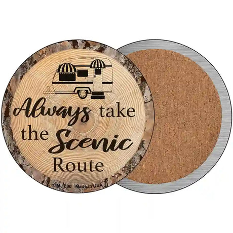 Scenic Route Novelty Metal Circular Sign 3.5" (CC)