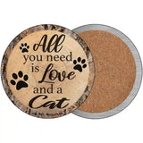 Love and a Cat Novelty Metal Circular Sign 3.5" (CC)