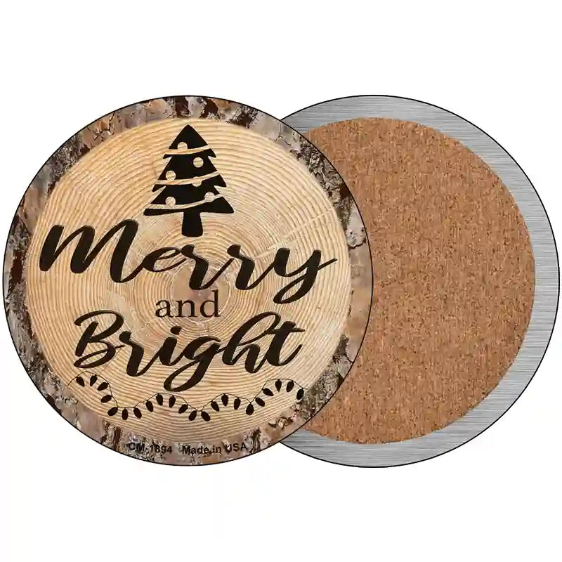 Merry and Bright Novelty Metal Circular Sign 3.5" (CC)