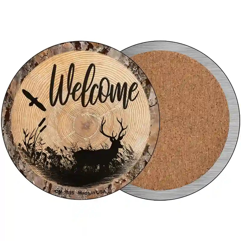 Welcome Elk Novelty Metal Circular Sign 3.5" (CC)