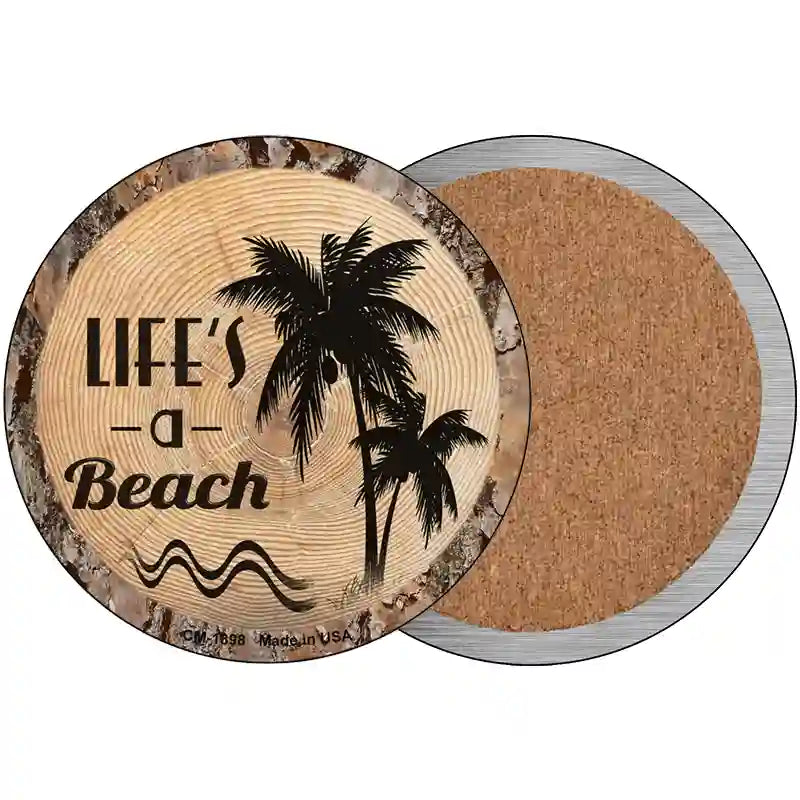 Lifes a Beach Novelty Metal Circular Sign 3.5" (CC)