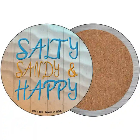 Salty Sandy and Happy Novelty Metal Circular Sign 3.5" (CC)