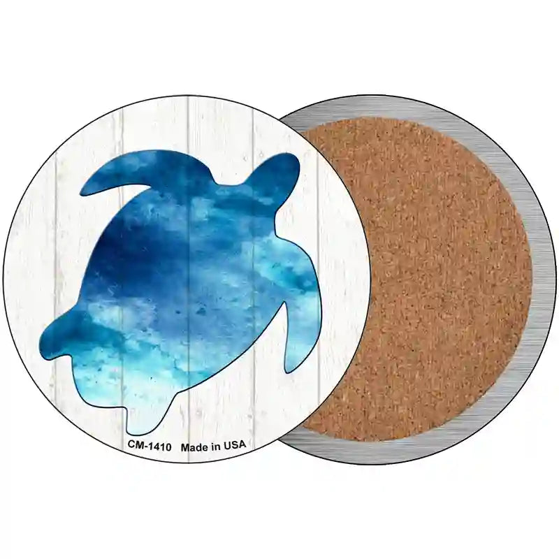 Seaturtle Silhouette Novelty Metal Circular Sign 3.5" (CC)