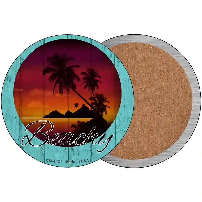 Beachy Sunset Novelty Metal Circular Sign 3.5" (CC)