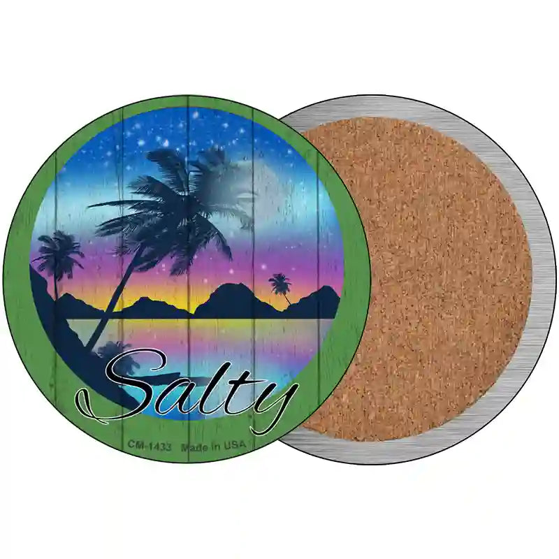 Salty Beach Scene Novelty Metal Circular Sign 3.5" (CC)