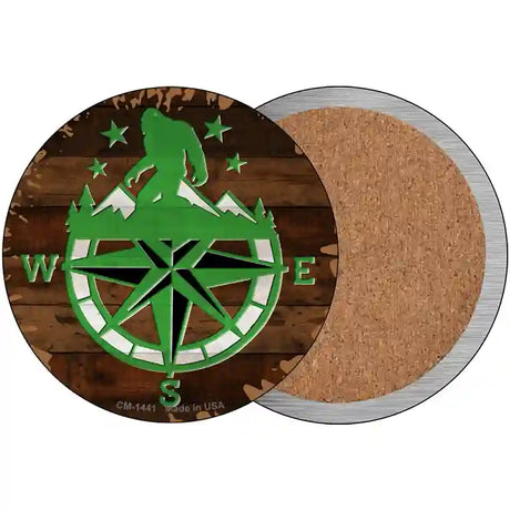 Sasquatch Compass Novelty Metal Circular Sign 3.5" (CC)