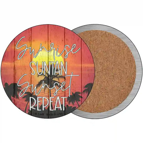 Sunrise Suntan Sunset Novelty Metal Circular Sign 3.5" (CC)