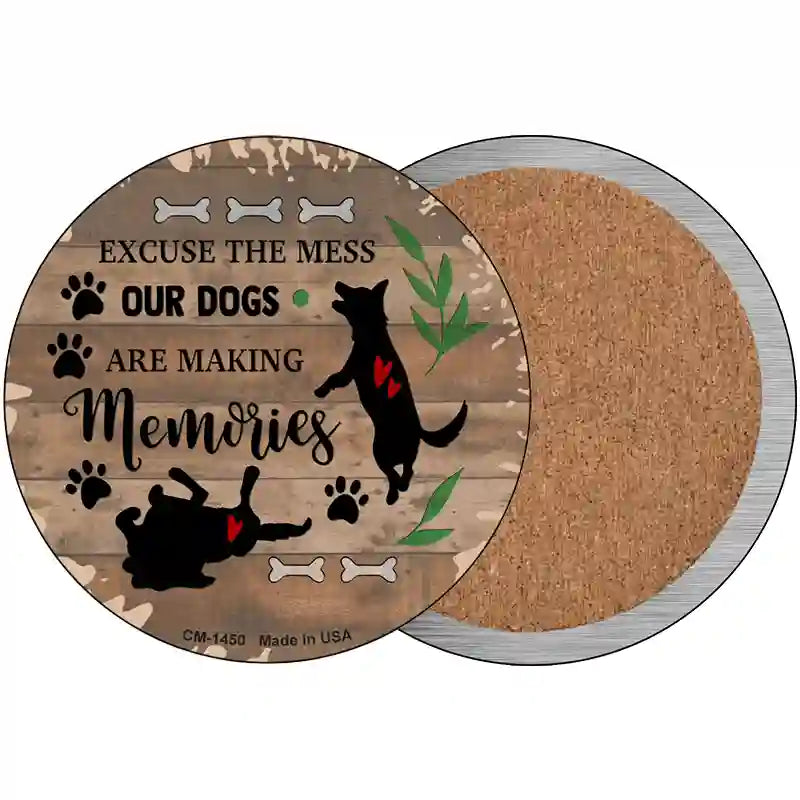 Our Dogs Are Making Memories Novelty Metal Circular Sign 3.5" (CC)